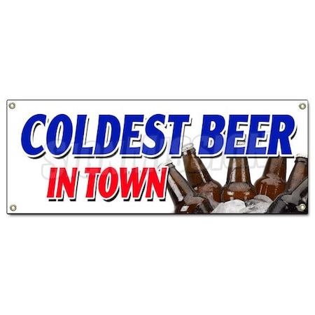 Signmission COLDEST BEER IN TOWN BANNER SIGN on tap selection import brew brewery B-Coldest Beer In Town